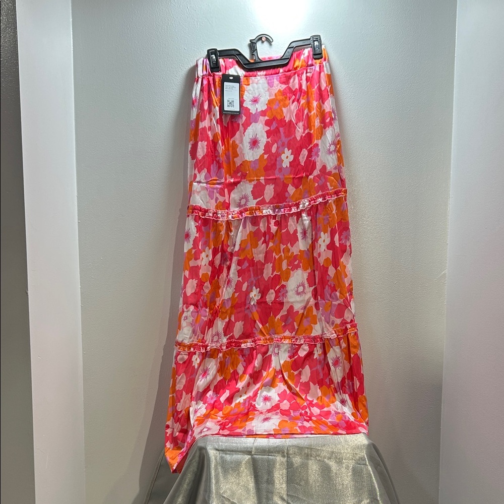 Floral Pink and Orange Women's Skirt